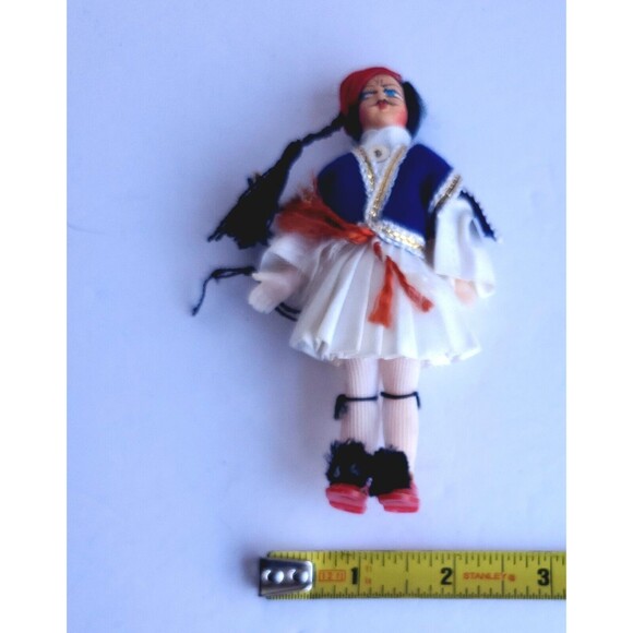 Vintage Greek Tsolias Male Costume Doll 5 Inches Tall - Picture 3 of 3